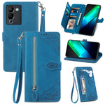 Custodia per telefono in pelle con cerniera fiore in rilievo, For Infinix Note 12 G96, For OnePlus Ace 2, For Tecno Pova Neo 5G, For vivo S15e
