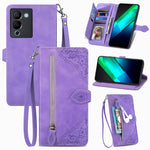 Custodia per telefono in pelle con cerniera fiore in rilievo, For Infinix Note 12 G96, For OnePlus Ace 2, For Tecno Pova Neo 5G, For vivo S15e