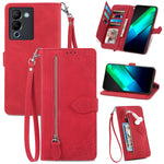 Custodia per telefono in pelle con cerniera fiore in rilievo, For Infinix Note 12 G96, For OnePlus Ace 2, For Tecno Pova Neo 5G, For vivo S15e