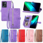 Custodia per telefono in pelle con cerniera fiore in rilievo, For Infinix Note 12 G96, For OnePlus Ace 2, For Tecno Pova Neo 5G, For vivo S15e