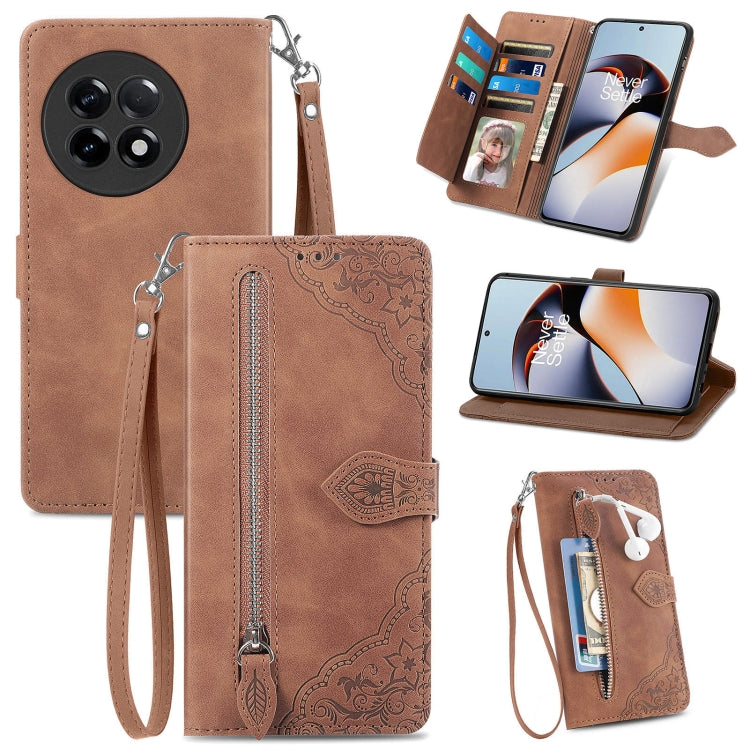 Custodia per telefono in pelle con cerniera fiore in rilievo, For Infinix Note 12 G96, For OnePlus Ace 2, For Tecno Pova Neo 5G, For vivo S15e