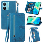 Custodia per telefono in pelle con cerniera fiore in rilievo, For Infinix Note 12 G96, For OnePlus Ace 2, For Tecno Pova Neo 5G, For vivo S15e