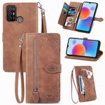 Custodia per telefono in pelle con cerniera fiore in rilievo, For ZTE Blade A52, For Samsung Galaxy A14 4G, For Samsung Galaxy A34 5G