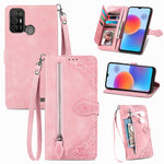 Custodia per telefono in pelle con cerniera fiore in rilievo, For ZTE Blade A52, For Samsung Galaxy A14 4G, For Samsung Galaxy A34 5G