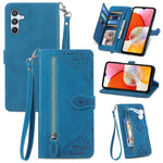 Custodia per telefono in pelle con cerniera fiore in rilievo, For ZTE Blade A52, For Samsung Galaxy A14 4G, For Samsung Galaxy A34 5G