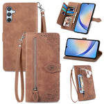 Custodia per telefono in pelle con cerniera fiore in rilievo, For ZTE Blade A52, For Samsung Galaxy A14 4G, For Samsung Galaxy A34 5G