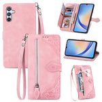 Custodia per telefono in pelle con cerniera fiore in rilievo, For ZTE Blade A52, For Samsung Galaxy A14 4G, For Samsung Galaxy A34 5G