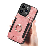 Cassa del telefono del raccoglitore della multi-carta dell'anello di retro pelle-feel, For iPhone 13, For iPhone 13 Pro, For iPhone 13 Pro Max, For iPhone 13 mini
