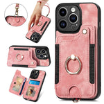 Cassa del telefono del raccoglitore della multi-carta dell'anello di retro pelle-feel, For iPhone 13, For iPhone 13 Pro, For iPhone 13 Pro Max, For iPhone 13 mini