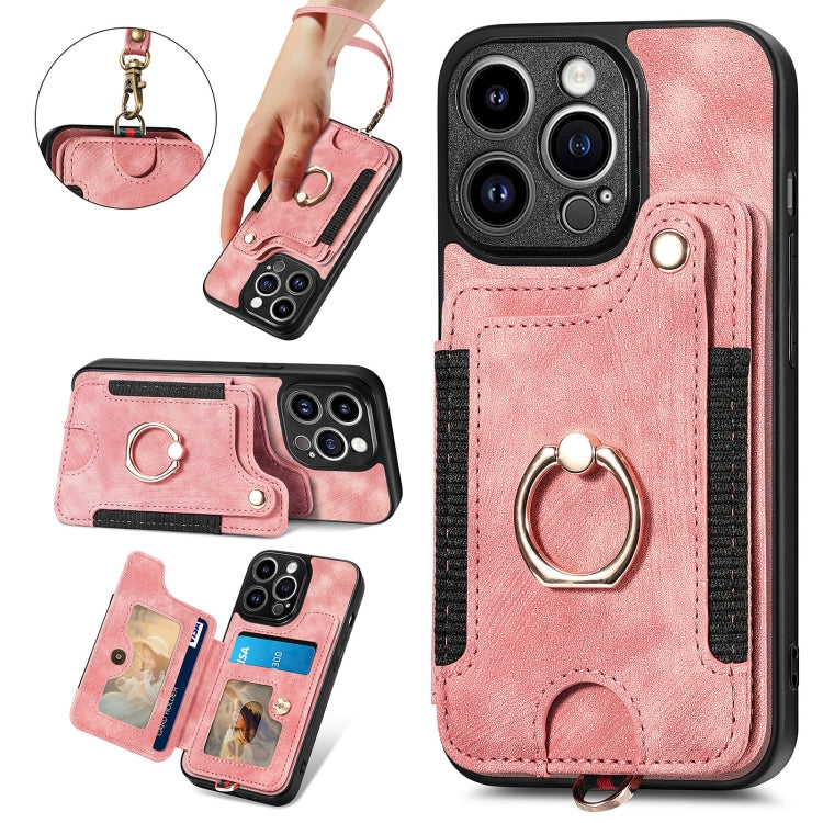 Cassa del telefono del raccoglitore della multi-carta dell'anello di retro pelle-feel, For iPhone 13, For iPhone 13 Pro, For iPhone 13 Pro Max, For iPhone 13 mini