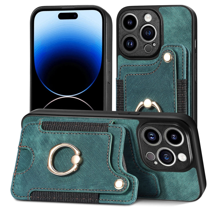 Cassa del telefono del raccoglitore della multi-carta dell'anello di retro pelle-feel, For iPhone 11, For iPhone 11 Pro, For iPhone 11 Pro Max, For iPhone X / XS