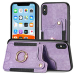 Cassa del telefono del raccoglitore della multi-carta dell'anello di retro pelle-feel, For iPhone 11, For iPhone 11 Pro, For iPhone 11 Pro Max, For iPhone X / XS
