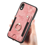 Cassa del telefono del raccoglitore della multi-carta dell'anello di retro pelle-feel, For iPhone XR, For iPhone XS Max, For iPhone SE 2022 / SE 2020, For iPhone 7 Plus / 8 Plus