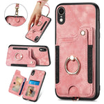 Cassa del telefono del raccoglitore della multi-carta dell'anello di retro pelle-feel, For iPhone XR, For iPhone XS Max, For iPhone SE 2022 / SE 2020, For iPhone 7 Plus / 8 Plus