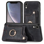 Cassa del telefono del raccoglitore della multi-carta dell'anello di retro pelle-feel, For iPhone XR, For iPhone XS Max, For iPhone SE 2022 / SE 2020, For iPhone 7 Plus / 8 Plus