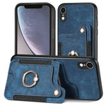 Cassa del telefono del raccoglitore della multi-carta dell'anello di retro pelle-feel, For iPhone XR, For iPhone XS Max, For iPhone SE 2022 / SE 2020, For iPhone 7 Plus / 8 Plus