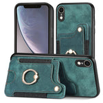 Cassa del telefono del raccoglitore della multi-carta dell'anello di retro pelle-feel, For iPhone XR, For iPhone XS Max, For iPhone SE 2022 / SE 2020, For iPhone 7 Plus / 8 Plus