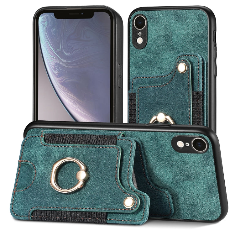 Cassa del telefono del raccoglitore della multi-carta dell'anello di retro pelle-feel, For iPhone XR, For iPhone XS Max, For iPhone SE 2022 / SE 2020, For iPhone 7 Plus / 8 Plus