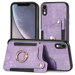 Cassa del telefono del raccoglitore della multi-carta dell'anello di retro pelle-feel, For iPhone XR, For iPhone XS Max, For iPhone SE 2022 / SE 2020, For iPhone 7 Plus / 8 Plus