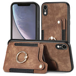 Cassa del telefono del raccoglitore della multi-carta dell'anello di retro pelle-feel, For iPhone XR, For iPhone XS Max, For iPhone SE 2022 / SE 2020, For iPhone 7 Plus / 8 Plus