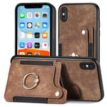 Cassa del telefono del raccoglitore della multi-carta dell'anello di retro pelle-feel, For iPhone XR, For iPhone XS Max, For iPhone SE 2022 / SE 2020, For iPhone 7 Plus / 8 Plus