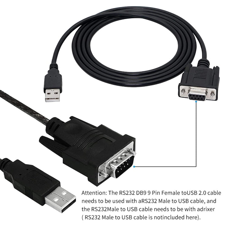 JUNSUNMAY Cavo da 6 piedi RS232 DB9 femmina a USB 2.0 da utilizzare solo per controller logico programmabile, 1.8m