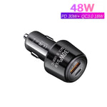 P29 48W PD30W + QC3.0 18W Caricatore per auto a doppia porta USB, P29 (Black), P29 (White)