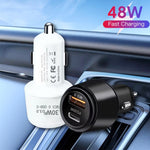 P29 48W PD30W + QC3.0 18W Caricatore per auto a doppia porta USB, P29 (Black), P29 (White)