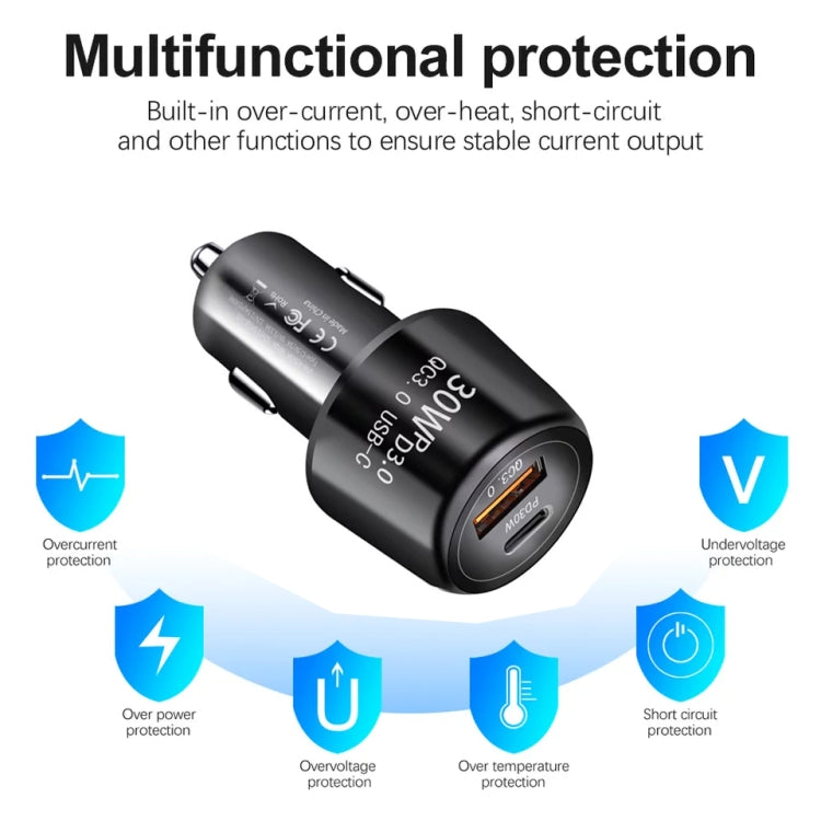 P29 48W PD30W + QC3.0 18W Caricatore per auto a doppia porta USB, P29 (Black), P29 (White)