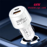 P29 48W PD30W + QC3.0 18W Caricatore per auto a doppia porta USB, P29 (Black), P29 (White)