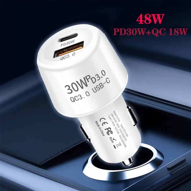 P29 48W PD30W + QC3.0 18W Caricatore per auto a doppia porta USB, P29 (Black), P29 (White)