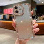 Custodia per telefono in TPU placcato con glitter sfumato diamantato, For iPhone 11, For iPhone 15 Pro Max, For iPhone 11 Pro Max