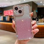 Custodia per telefono in TPU placcato con glitter sfumato diamantato, For iPhone 13, For iPhone 13 Pro, For iPhone 15 Pro