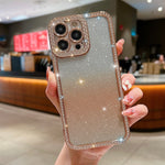 Custodia per telefono in TPU placcato con glitter sfumato diamantato, For iPhone 14 Pro Max, For iPhone 15 Plus, For iPhone 15