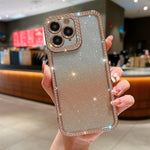 Custodia per telefono in TPU placcato con glitter sfumato diamantato, For iPhone 14 Plus, For iPhone 11 Pro