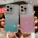 Custodia per telefono in TPU placcato con glitter sfumato diamantato, For iPhone 13, For iPhone 13 Pro, For iPhone 15 Pro