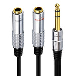 Adattatore audio stereo 6,35 mm maschio a doppia femmina 0,2 m