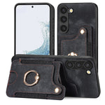 Cassa del telefono del raccoglitore della multi-carta dell'anello di retro pelle-feel, For Samsung Galaxy S23+ 5G, For Samsung Galaxy S23 Ultra 5G, For Samsung Galaxy S22+ 5G, For Samsung Galaxy S22 Ultra 5G