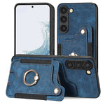 Cassa del telefono del raccoglitore della multi-carta dell'anello di retro pelle-feel, For Samsung Galaxy S23+ 5G, For Samsung Galaxy S23 Ultra 5G, For Samsung Galaxy S22+ 5G, For Samsung Galaxy S22 Ultra 5G