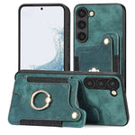 Cassa del telefono del raccoglitore della multi-carta dell'anello di retro pelle-feel, For Samsung Galaxy S23+ 5G, For Samsung Galaxy S23 Ultra 5G, For Samsung Galaxy S22+ 5G, For Samsung Galaxy S22 Ultra 5G