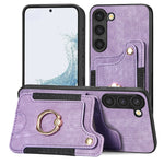 Cassa del telefono del raccoglitore della multi-carta dell'anello di retro pelle-feel, For Samsung Galaxy S23+ 5G, For Samsung Galaxy S23 Ultra 5G, For Samsung Galaxy S22+ 5G, For Samsung Galaxy S22 Ultra 5G