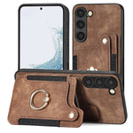 Cassa del telefono del raccoglitore della multi-carta dell'anello di retro pelle-feel, For Samsung Galaxy S23+ 5G, For Samsung Galaxy S23 Ultra 5G, For Samsung Galaxy S22+ 5G, For Samsung Galaxy S22 Ultra 5G