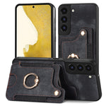Cassa del telefono del raccoglitore della multi-carta dell'anello di retro pelle-feel, For Samsung Galaxy S23+ 5G, For Samsung Galaxy S23 Ultra 5G, For Samsung Galaxy S22+ 5G, For Samsung Galaxy S22 Ultra 5G
