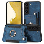 Cassa del telefono del raccoglitore della multi-carta dell'anello di retro pelle-feel, For Samsung Galaxy S23+ 5G, For Samsung Galaxy S23 Ultra 5G, For Samsung Galaxy S22+ 5G, For Samsung Galaxy S22 Ultra 5G