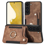 Cassa del telefono del raccoglitore della multi-carta dell'anello di retro pelle-feel, For Samsung Galaxy S23+ 5G, For Samsung Galaxy S23 Ultra 5G, For Samsung Galaxy S22+ 5G, For Samsung Galaxy S22 Ultra 5G