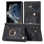 Cassa del telefono del raccoglitore della multi-carta dell'anello di retro pelle-feel, For Samsung Galaxy S23+ 5G, For Samsung Galaxy S23 Ultra 5G, For Samsung Galaxy S22+ 5G, For Samsung Galaxy S22 Ultra 5G
