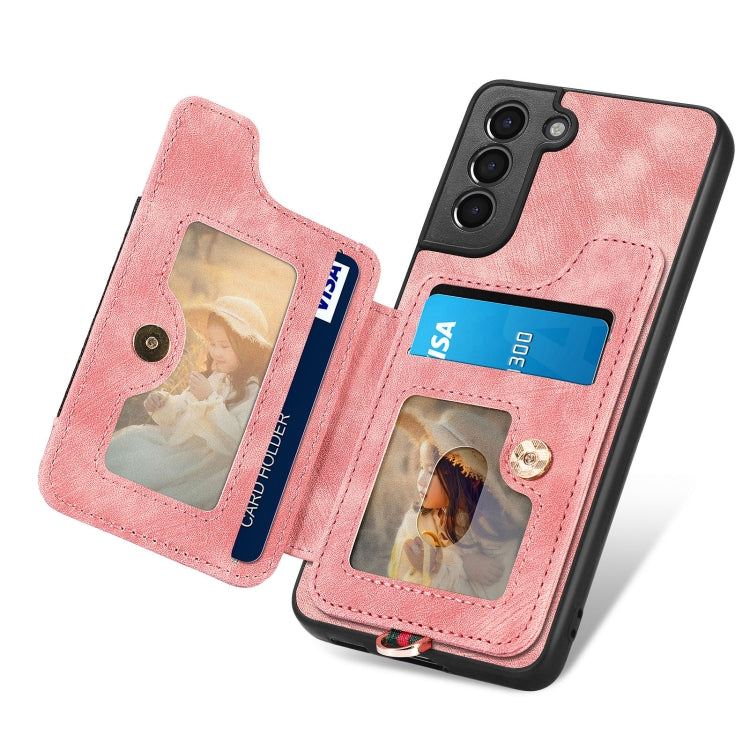 Cassa del telefono del raccoglitore della multi-carta dell'anello di retro pelle-feel, For Samsung Galaxy S21 5G, For Samsung Galaxy S21+ 5G, For Samsung Galaxy S21 Ultra 5G, For Samsung Galaxy S21 FE 5G