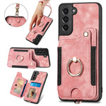 Cassa del telefono del raccoglitore della multi-carta dell'anello di retro pelle-feel, For Samsung Galaxy S21 5G, For Samsung Galaxy S21+ 5G, For Samsung Galaxy S21 Ultra 5G, For Samsung Galaxy S21 FE 5G