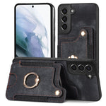 Cassa del telefono del raccoglitore della multi-carta dell'anello di retro pelle-feel, For Samsung Galaxy S21 5G, For Samsung Galaxy S21+ 5G, For Samsung Galaxy S21 Ultra 5G, For Samsung Galaxy S21 FE 5G