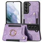 Cassa del telefono del raccoglitore della multi-carta dell'anello di retro pelle-feel, For Samsung Galaxy S21 5G, For Samsung Galaxy S21+ 5G, For Samsung Galaxy S21 Ultra 5G, For Samsung Galaxy S21 FE 5G